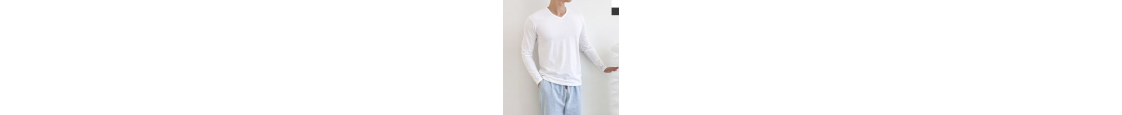 DGI1821 Men's Basic V-neck Long Sleeve T-shirt