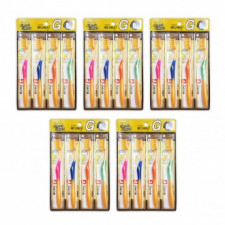 Medicare G Gold Toothbrush 4 Pack 5 Double Micro-Bristles Gold Toothbrush Gold Nano Antibacterial Slim Bristles