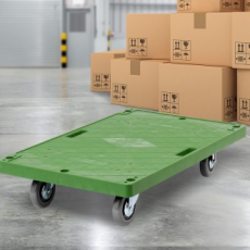 Square Gray Rubber Trolley Cart Mobile Pushcart Hand