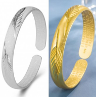 Sandblast Sanding Leaf Banya Heart Sutra S999 Vintage Silver Bracelet