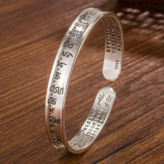 Authentic Tibetan Wooden Amitabha Buddha S999 Vintage Silver Silver Bracelet